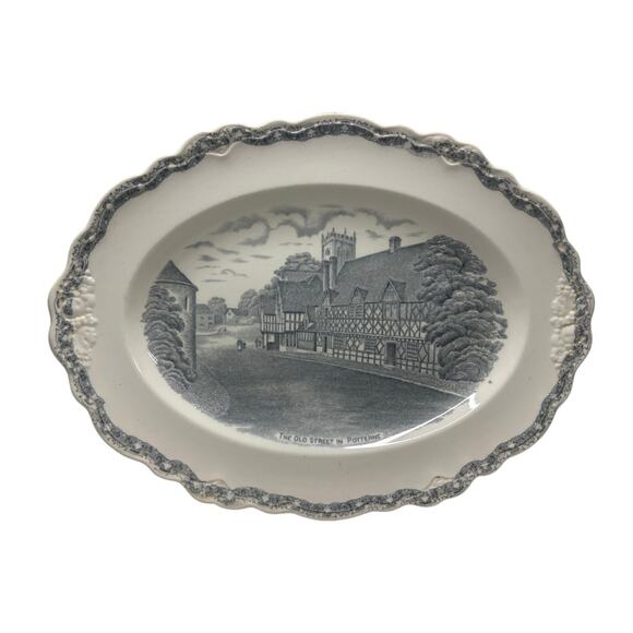 Vintage Serving Platter Country Side Gray Old Hall Street in Potterne 9x12" - Picture 1 of 8